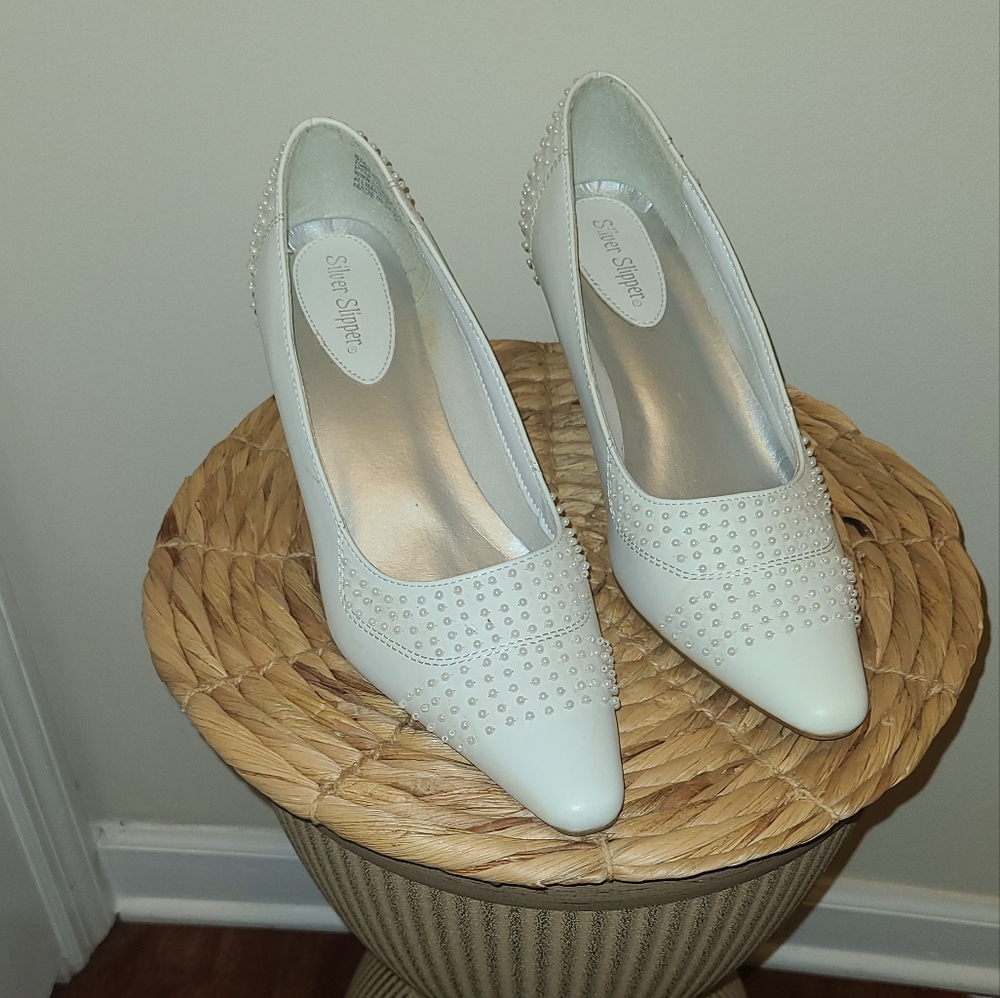 White Mother of the Bride Heels